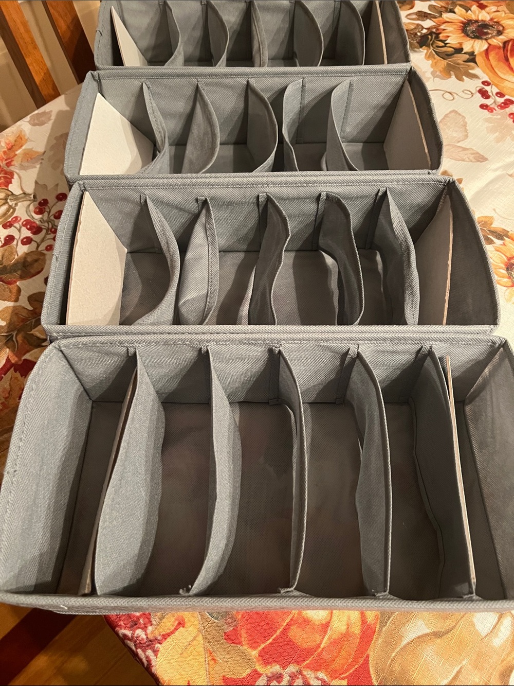 Amazon Gray Fabric Drawer Organizers with Multiple Compartments